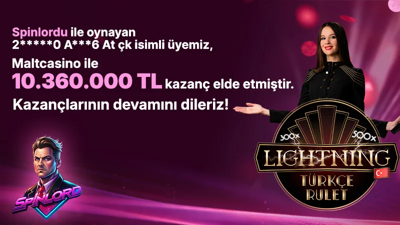 MaltCasino’da Lightning Roulette Fırtınası: 10.360.000 TL Kazanç!